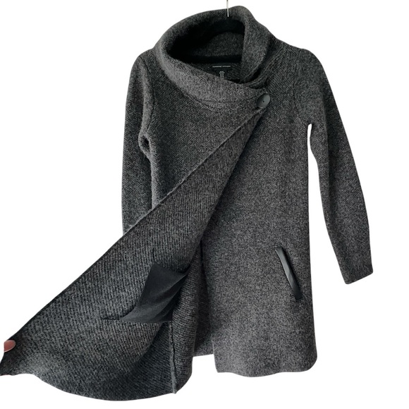 ADRIENNE VITTADINI | NWOT WOOL BLEND WRAP FRONT SINGLE BUTTON COAT SWEATER | XS - Picture 5 of 12